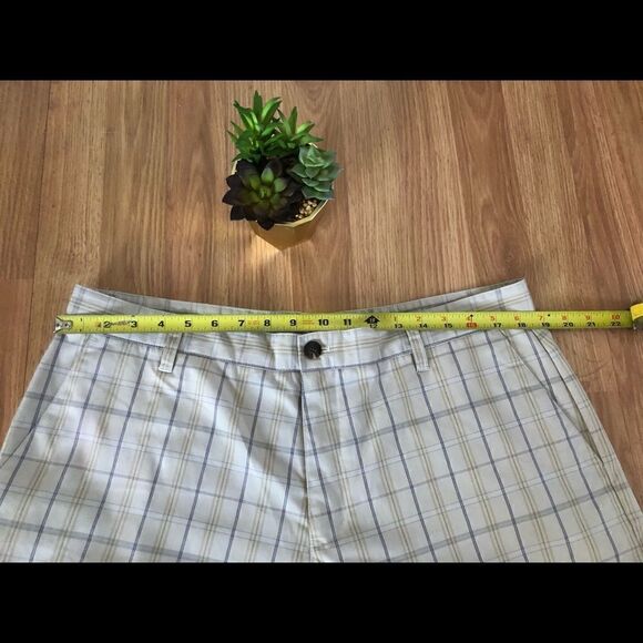 ADIDAS Tan Plaid Chino Flat Front Shorts - Picture 6 of 8